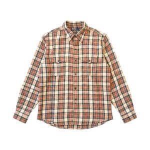 VTG Polo Ralph Lauren Mens Flannel Shirt XL Rustic Orange Plaid Western Rancher